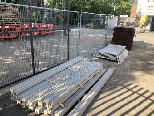 Concrete posts and gravel - concrete,