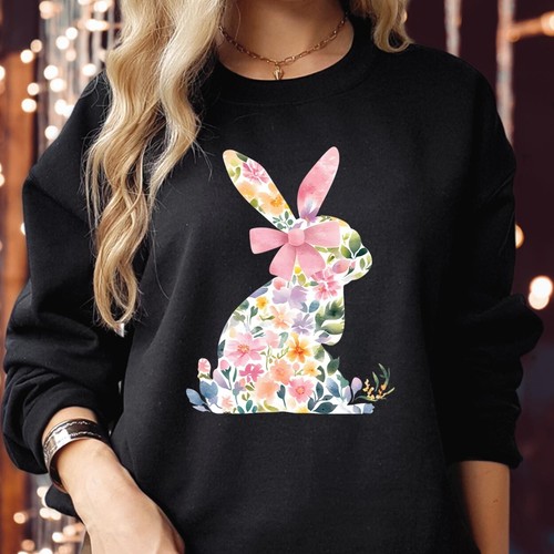 Sweatshirt floral bunny - sweatshirt,