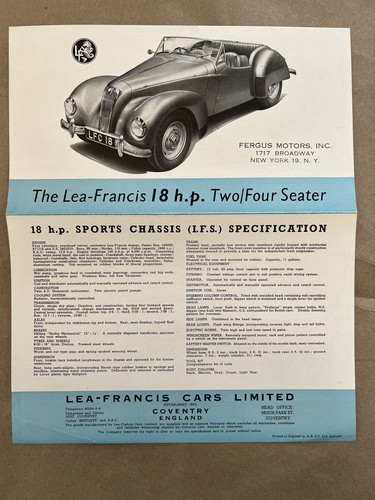 Lea francis 1949 - 1949, brochure