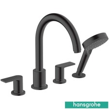Hansgrohe Vernis Shape Matt Black 4-Hole Rim Mounted Bath Mixer Tap