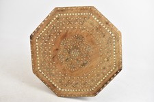 VINTAGE LIBERTY STYLE SIDE TABLE HAND CARVED ANGLO INDIAN FOLD UP Inlay 