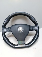 VW Golf 1K Mk5 W Passat B6 Black Leather Flat Bottom Tiptronic Steering Wheel 