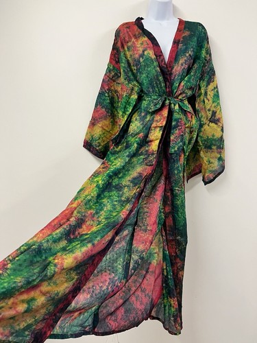 Silk green kimono gown - kimono,