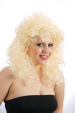 80's Womens Blonde Charlotte Perm Curly Cher Wig Accessory Fancy Dress Costume