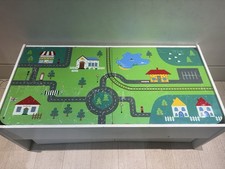 Play Table with Storage & Assorted Brio/Big Jigs Trains & Tracks - Fair Cond