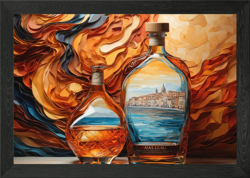 Cognac bottle framed - cognac,
