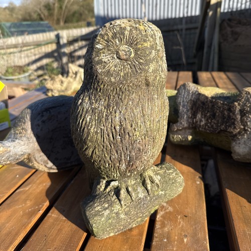 Owl stone weathered - stone, garden