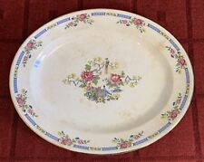 Vintage BCM Nelson Ware Tsing Oval Platter, Flowers, Bird, App 16.5” X 13.25”