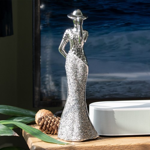 Sparkly lady ornament - sparkly, silver