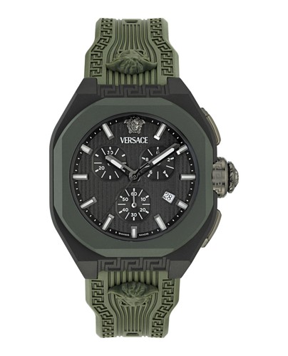 Versace mens black 44mm strap - ,