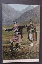 Vintage Postcard Highland Dancing Ghillie Callum Tartan Kilt- Posted 1905