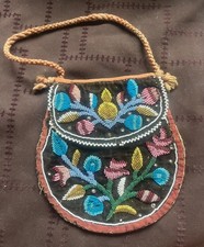 Antique red indian beadwork purse , c1890/1910