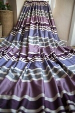 NEXT PURPLE PLUM TEAL IVORY STRIPED EYELET CURTAINS,66WX72D,SILK LOOK,LONG,1OF2
