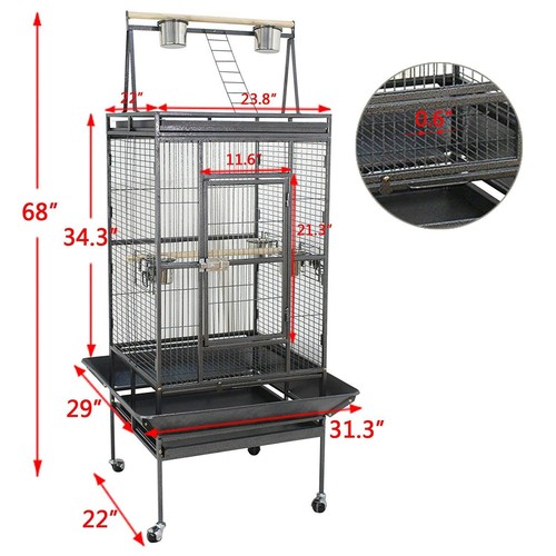 Large bird cage play top - 68",