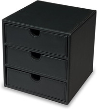 Faux Leather 3-Drawer Desktop
