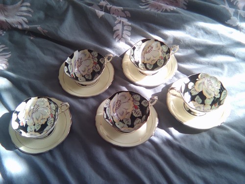 Five paragon cups and saucers - five,