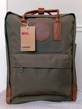 Old Fashoined Kanken Bag 16L Olive With Leather Handle And Logo