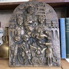 Robert 'Bob' Olley Miners Family Plaque Cold Cast Resin Signed (3400)