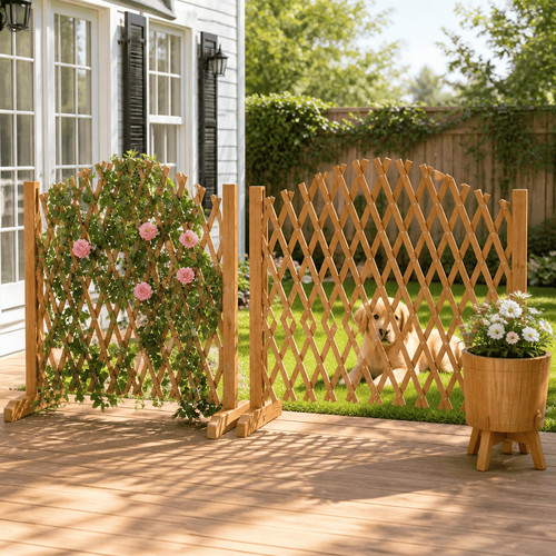 2pc retractable wooden fence - 2pc,