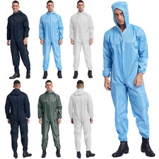 UK Mens Women Jumpsuit Workshop Overall Side Pockets Coveralls Front Zipper Suit