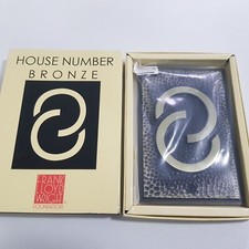 Frank Lloyd Wright Art Deco Vintage bronze house number Eight 8 street plaque