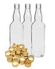 0.7L GLASS Bottles For Spirit 700ml 70cl Home Brewing Gold Screw Cap Pack of 10