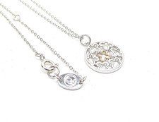 Clogau Gold Silver & 9ct Rose Gold Round Tudor Court Pendant & 18" Chain