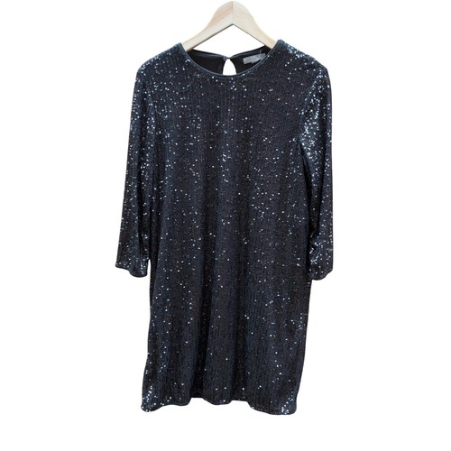 Sequin shift dress black - h&m,