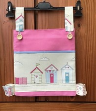WALKING FRAME/ZIMMER FRAME BAG STRONG CANVAS FABRIC 3 POCKETS PINK /BEACH HUT 
