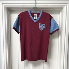 Score Draw West Ham United Football Shirt Mens Small Burgundy 100% Cotton Retro