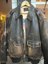 AVIREX Type A-2 Brown Leather Flight Bomber Jacket size L Mens Aviator