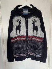 Denim Co Men’s Hooded Knitted Cardigan-XL-Nordic Pattern-Very Good Condition