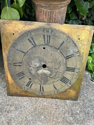 19th brass longcase clock dial - brass,