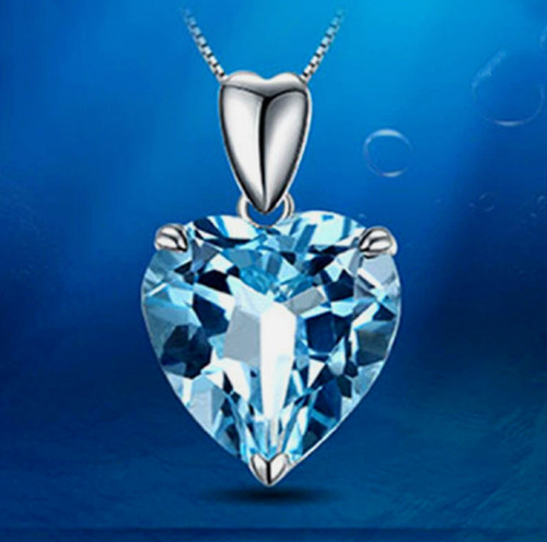 Crystal blue love heart - crystal, 925