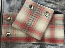Next Grey RED Cosy Check Woven Eyelet Super Thermal Lined Curtains 228X229 CM