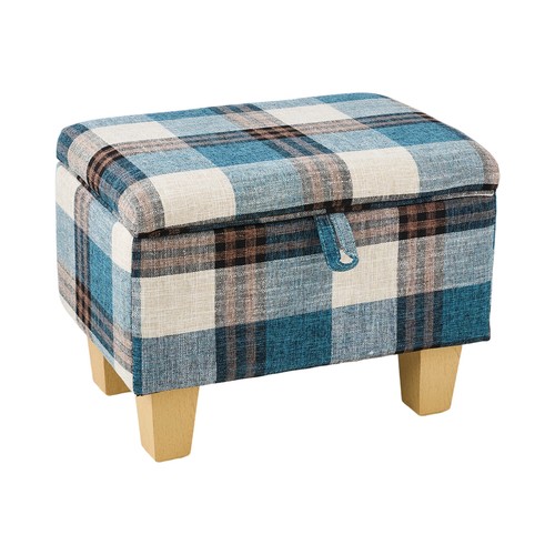Storage ottoman blue checkered - storage,