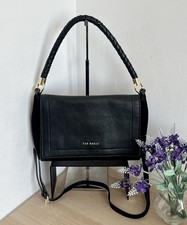 Ted Baker Pinola Black Pebbled Leather Plaited Handle Shoulder Crossbody Bag