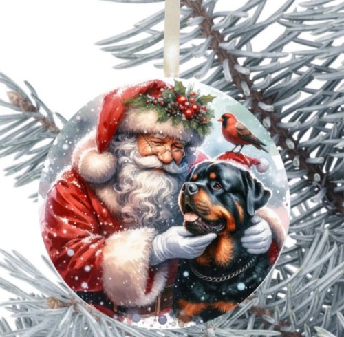 Rottweiler dog hanging bauble - dog,