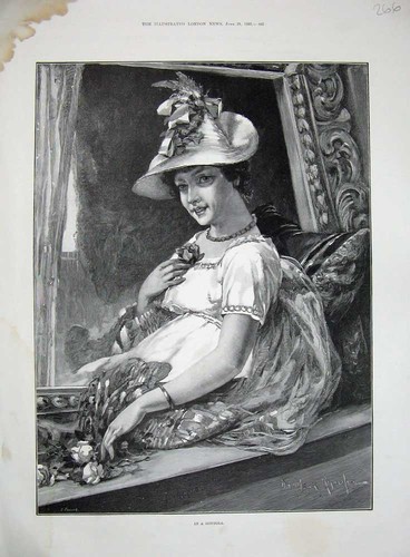 Original old antique print - old,