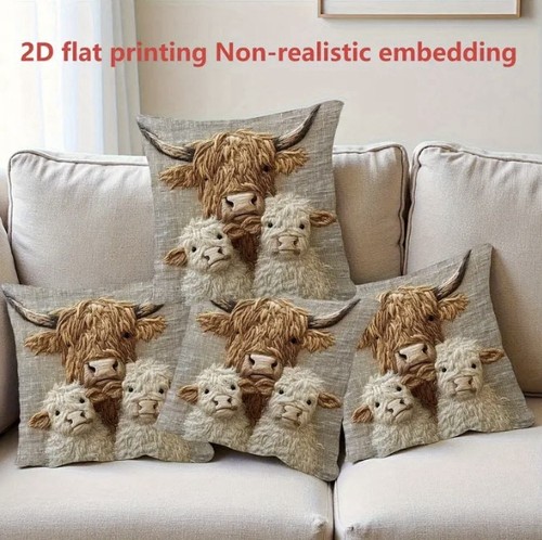 Highland cow cushion cover - cow,