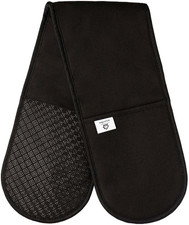 Black double oven gloves - black,