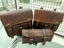 Leather motorcycle saddle - saddle, bag