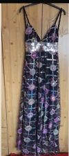 Kate Fearnley Women Strappy Black/purple Maxi Dress With Embellishment Size Uk8