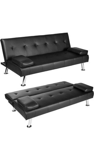 Leather sofa bed - leather,