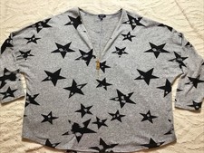 Samya Grey With Black Star Patterned Top Tunic With Zip - Size 22