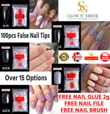 100 Pcs False Fake Nails Tips STILETTO COFFIN OVAL SQUARE Acrylic Nail Art TIPS