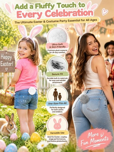 2pcs bunny tail costume - 2pcs,