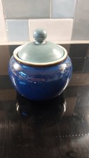 Denby Lidded Sugar Bowl In Imperial Blue With Teal Lid