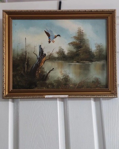 Vintage oil painting mallard - vintage,