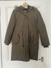 Topshop Khaki Green Parka Coat, Size 8